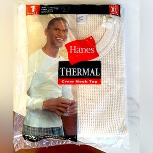 NWT NEW Hanes Men's Thermal Crew Neck Top - Cream Size XL